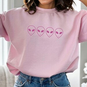 Aliens Sweatshirt, UFO Sweatshirt, Aliens Shirt, Minimalist Sweatshirt, Space Sweatshirt, Alien Lover Sweatshirt, Crewneck Sweatshirt, image 5