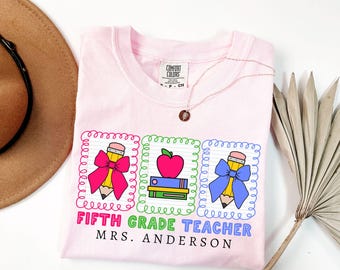 Comfort Colors® Custom Fifth Grade Teacher Shirt,Personalized Fifth Grade Shirt,Gift For Teacher,5th Grade Teacher Team Shirt,Teacher Gift