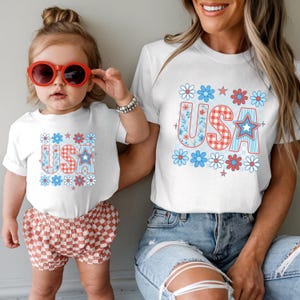 Usa Mommy And Me Shirts,Mommy And Me 4th Of July Matching Shirt,Patriotic Mom and Daughter Shirt,Mom Baby Shirt,Coquette Mama And Mini Shirt