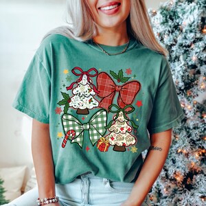 Comfort Colors® Christmas Trees Shirt,Christmas Bows Shirt,Christmas Crewneck,Christmas Shirt,Christmas Gift,Christmas Coquette, Holiday Tee
