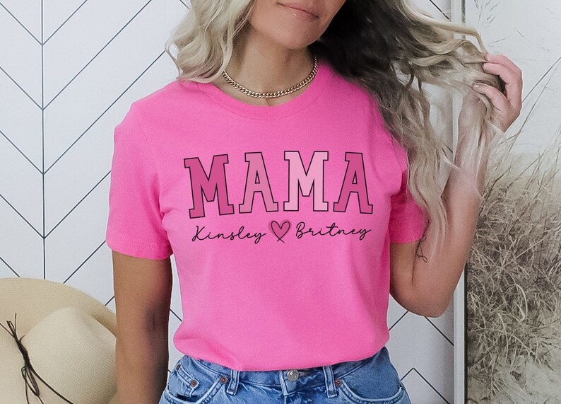 Custom Mama Shirt,Mom Shirt With Names,Personalized Mama T-shirt,Custom Mama Shirt,Mom Gift,Mama With Children Names Tee,Mother's Day Gift image 4
