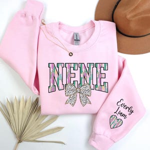 Personalized Nene Sweatshirt With Grandkids Names On Sleeve, Custom Nene Sweater, Nene Gift, Pregnancy Reveal, Mothers Day Gift For Grandma