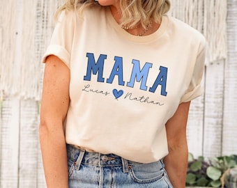 Custom Mama Shirt,Mom Shirt With Names,Personalized Mama T-shirt,Custom Mama Shirt,Mom Gift,Mama With Children Names Tee,Mother's Day Gift