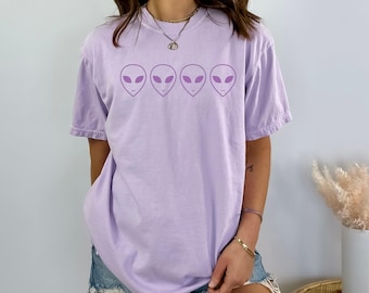 Comfort Colors Aliens Shirt, UFO Shirt, Aliens Shirt, Minimalist Shirt, Space Shirt, Alien Lover Shirt, Oversized Trendy Tee, Alien T-Shirt