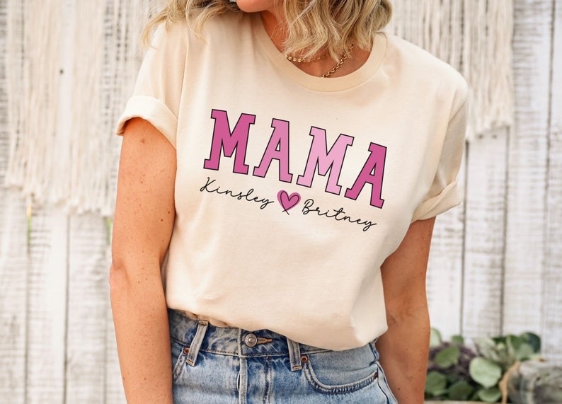 Custom Mama Shirt,Mom Shirt With Names,Personalized Mama T-shirt,Custom Mama Shirt,Mom Gift,Mama With Children Names Tee,Mother's Day Gift image 1