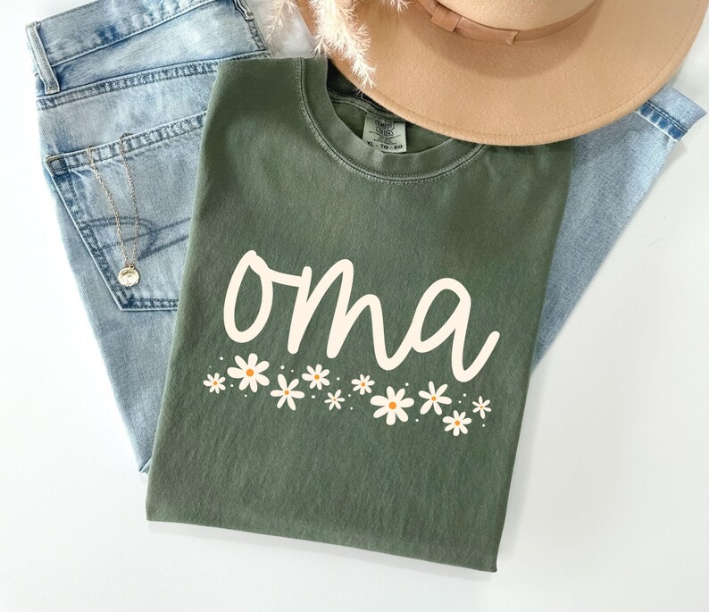 Camiseta de abuela con colores cómodos, camiseta de abuela con flores silvestres, regalo para abuela, regalo para abuela primeriza, anuncio de embarazo, abuela alemana, camiseta para abuela Moss