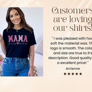 Custom Mama Shirt,Mom Shirt With Names,Personalized Mama T-shirt,Custom Mama Shirt,Mom Gift,Mama With Children Names Tee,Mother's Day Gift image 8