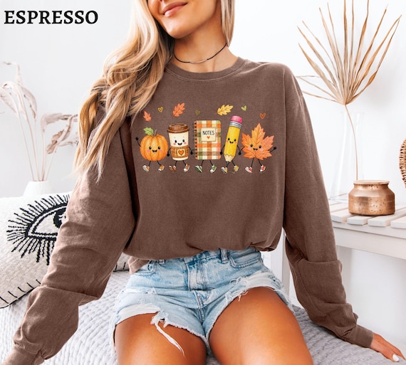 Comfort Colors Fall Teacher Long Sleeve Shirt,Halloween Teacher Long Sleeve,Thanksgiving Teacher Shirt, Autumn Teacher Shirt,Teacher Gift