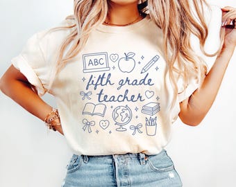 Comfort Colors® Fifth Grade Teacher Shirt, Fifth Grade Teacher Team Shirts, 5th Grade Shirt, Gift For Teacher, Cute Teacher Tee,Teacher Gift
