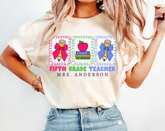 Comfort Colors® Custom Fifth Grade Teacher Shirt,Personalized Fifth Grade Shirt,Gift For Teacher,5th Grade Teacher Team Shirt,Teacher Gift