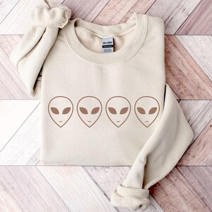 Aliens Sweatshirt, UFO Sweatshirt, Aliens Shirt, Minimalist Sweatshirt, Space Sweatshirt, Alien Lover Sweatshirt, Crewneck Sweatshirt, image 2