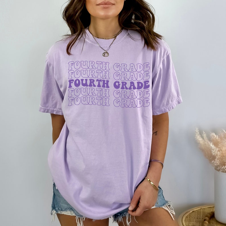 Comfort Colors® Fourth Grade Teacher Shirt,Comfort Colors Fourth Grade Shirt,4th Grade Teacher Shirt,Gift For Teacher,Groovy Teacher T-Shirt Orchid