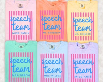 Comfort Colors® Individuell gestaltbares T-Shirt für das Logopädie-Team, personalisiertes Schul-T-Shirt für Logopäden und Logopäden – Geschenke für Logopäden und die Logopädie-Abteilung
