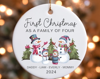 Family of Four Christmas Ornament, Personalized New Baby's First Christmas Ornament, Family of 4, First Christmas Ornament, Family Ornament