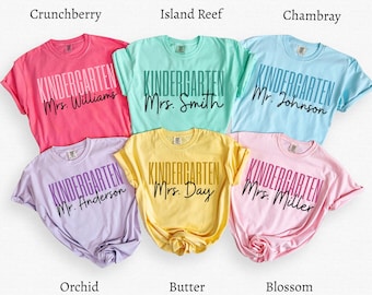 Camiseta personalizada para maestra de jardín de infantes Comfort Colors®, regalo para maestra, camiseta del equipo de maestra de jardín de infantes, camiseta para enseñar