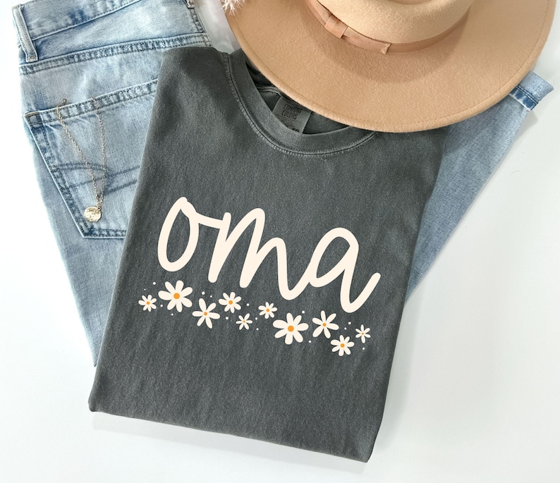 Camiseta de abuela con colores cómodos, camiseta de abuela con flores silvestres, regalo para abuela, regalo para abuela primeriza, anuncio de embarazo, abuela alemana, camiseta para abuela Pepper