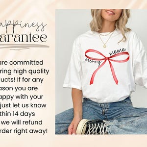 Comfort Colors® Merry Mama Shirt,Red Bow Mama Tshirt,Mama Christmas Bow TShirt,Christmas Mama Gifts,Christmas Gift For Mama, Mama Tee White
