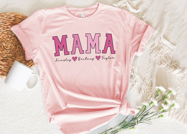 Custom Mama Shirt,Mom Shirt With Names,Personalized Mama T-shirt,Custom Mama Shirt,Mom Gift,Mama With Children Names Tee,Mother's Day Gift image 3