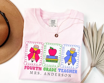Comfort Colors® Custom Fourth Grade Teacher Shirt,Personalized Fourth Grade Shirt,Gift For Teacher,4th Grade Teacher Team Shirt,Teacher Gift