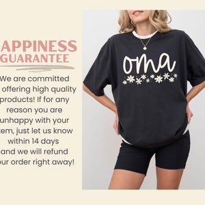 Camiseta de abuela con colores cómodos, camiseta de abuela con flores silvestres, regalo para abuela, regalo para abuela primeriza, anuncio de embarazo, abuela alemana, camiseta para abuela Black