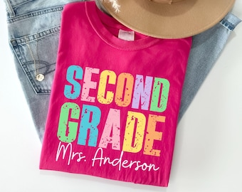 Comfort Colors® Custom Second Grade Teacher Shirt,Personalized Second Grade Shirt,Gift For Teacher,2nd Grade Teacher Team Shirt,Teacher Gift