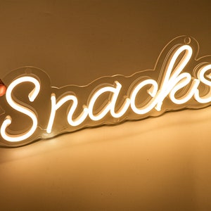 Snacks LED Neon Sign, Neon Signs for Wall Decor, Cafe Shop Sign, Bar Sign, Light Up Sign, 3D Art Glow Sign, Candy cake shop sign