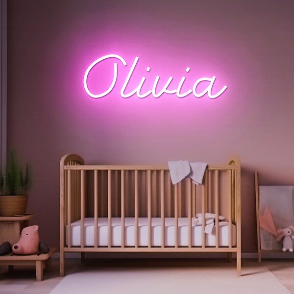 Custom LED Name Neon Sign, Nursery Wall Name Sign, Gift for Teenage Girl Boy, Neon Bedroom Sign, Baby Room Decor