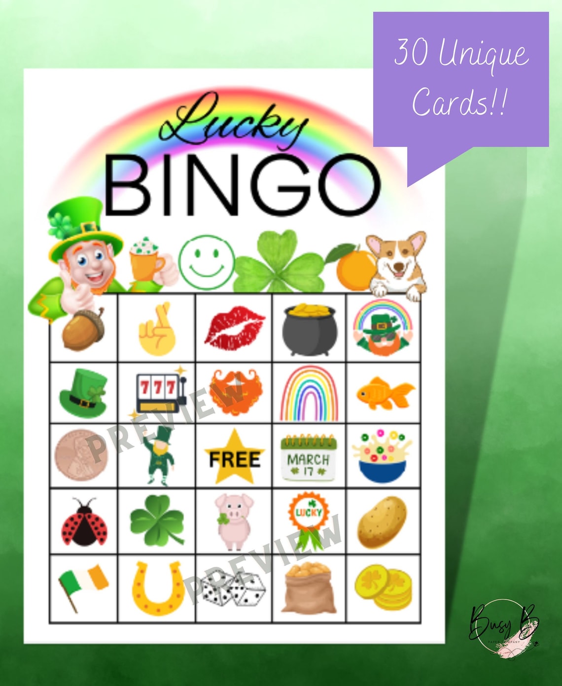 Lucky BINGO Printable PDF Perfect for St. Patrick's Day - Etsy