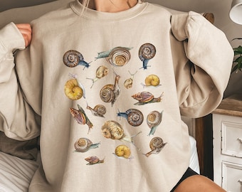 Cottagecore Land Snail Sweatshirt, Goblincore Snail Lover Gift, Grunge Fairycore Clothing, Witchy Dark Academia Aesthetic Sweater