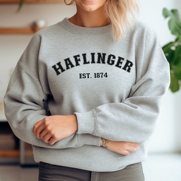 Haflinger Breed Varsity Style Equestrian Sweatshirt, Equestrian Gifts for Horse Owner, Gift for Horseback Riding Woman, Dressage Horse Rider