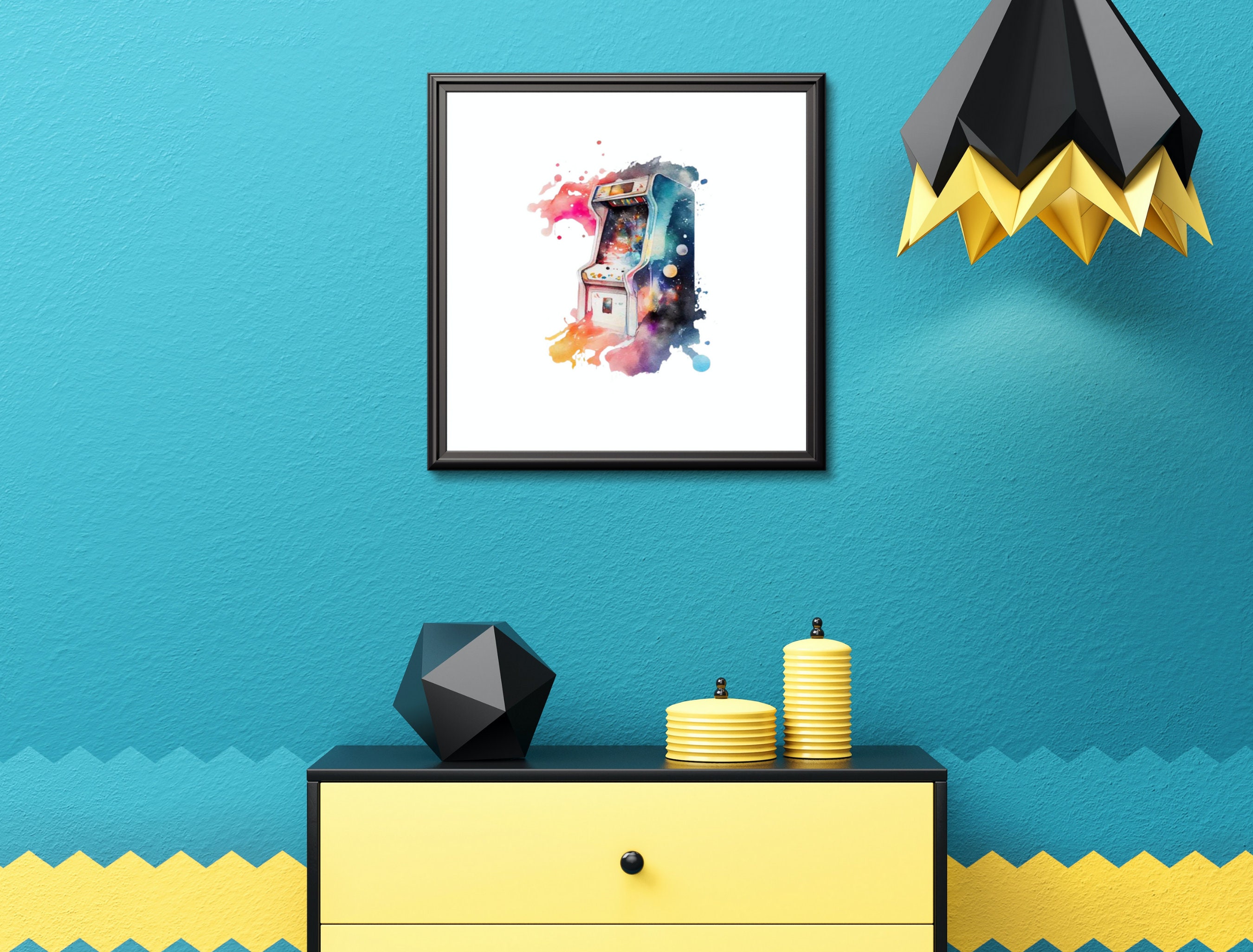 Retro Arcade Game Watercolor Clipart Set of 17 PNG Files Cosmic Arcade ...