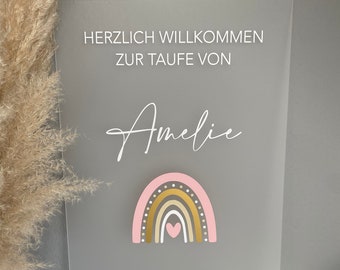 Willkommensschild, Acrylschild, Taufe, Kommunion, Kinder-Willkommensfest