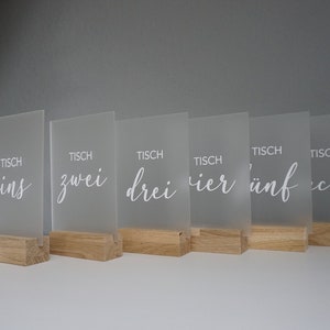 Table numbers made of acrylic glass, table number