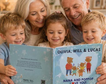 Personalized Family Book - Grandkids, We Love You! Personalized Gift, Custom Book from Grandpa, Grandma, Gift for 4 Kids, Custom Gift