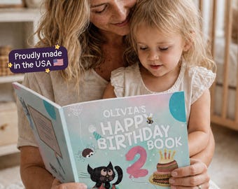 Best Personalized Birthday Book, My Happy Birthday, Kids 1st First Birthday Book, custom gift for 1, 2, 3 year old baby, girl boy | USA