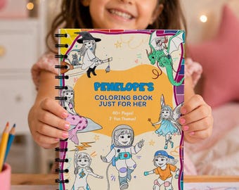Personalized Coloring Book for Girls, Birthday Gift, Personalized Kids gift for Birthdays, Holidays, Kid Travel Activity, Princess, Popstar