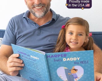 Personalized Book for Dad From Child, Custom I Love You Most Story, Father & Child Keepsake, Birthday or Father's Day Gift From Son | USA