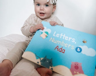 Personalized Baby Gift - Letters, Number & Me | Baby Name Gift |  Early Learning Book for Toddlers | Shapes, letters, numbers w/ their name!