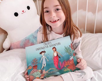 Personalized Mermaid Book for Kids, Custom Name Underwater Adventure About Ocean Conservation, Mermaid Birthday Gift for Girls Boys Ages 4-9