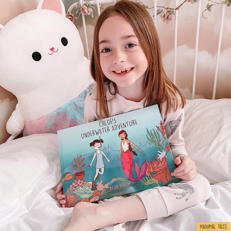 Personalized Mermaid Book for Kids | Custom Name Underwater Adventure Story | Mermaid Birthday Gift for Girls Boys Ages 4-9 | Ocean Sea Book bild 1