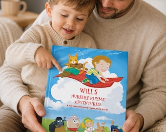 Personalized Nursery Rhymes Book, Custom Baby Name Storybook, Baby Shower Gift for Boy or Girl, Niece Nephew Birthday Gift, Baby Keepsake