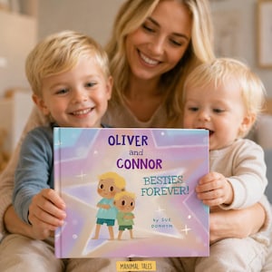 May include: A hardback children's book titled Oliver and Connor Besties Forever by Sue Donhym. The cover features a large purple and blue star background with two illustrated children standing together, wearing blue and green shirts.
