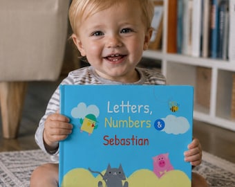 Personalized Baby Book - Letters, Numbers & Me, Personalized Gift for Babies, Toddlers, Christening gift, Kids and Baby Gift Idea, Pre-K