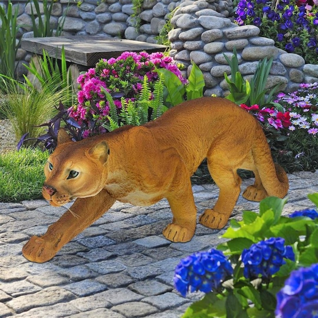 Mountain Lion Statue Safari Decor Cougar Statue Wildcat Etsy