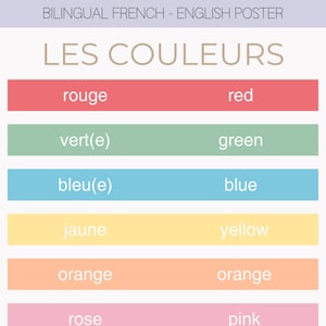 Bilingual Colours Poster in French & English | Educational Poster for French Classroom | Learn French  | French Class Education Material