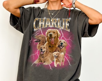 T-shirt personalizzata per animali domestici T-shirt personalizzata per animali domestici anni &#39;90 T-shirt per cani retrò Camicia personalizzata per animali domestici con colori comfort anni &#39;90