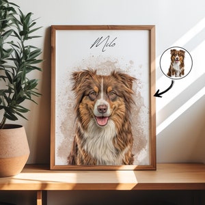Personalized pet portraits with pet photo Digital dog portrait Individual pet portrait Pet gifts Cat portraits Poster