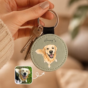 Haustier Schlüsselanhänger Personalisiert - individuelles Foto – Hunde & Katzen Porträt – individueller Foto Schlüsselanhänger Haustier Hund