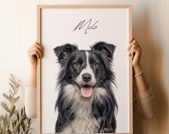 Personalized Pet Portraits from Pet Photo Digital Dog Portrait Custom Painting Pet Gifts Cat Portraits Posters