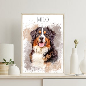 Retratos de mascotas personalizados con foto de mascota Retrato digital de perro Retrato individual de mascota Regalos para mascotas Retratos de gatos Póster